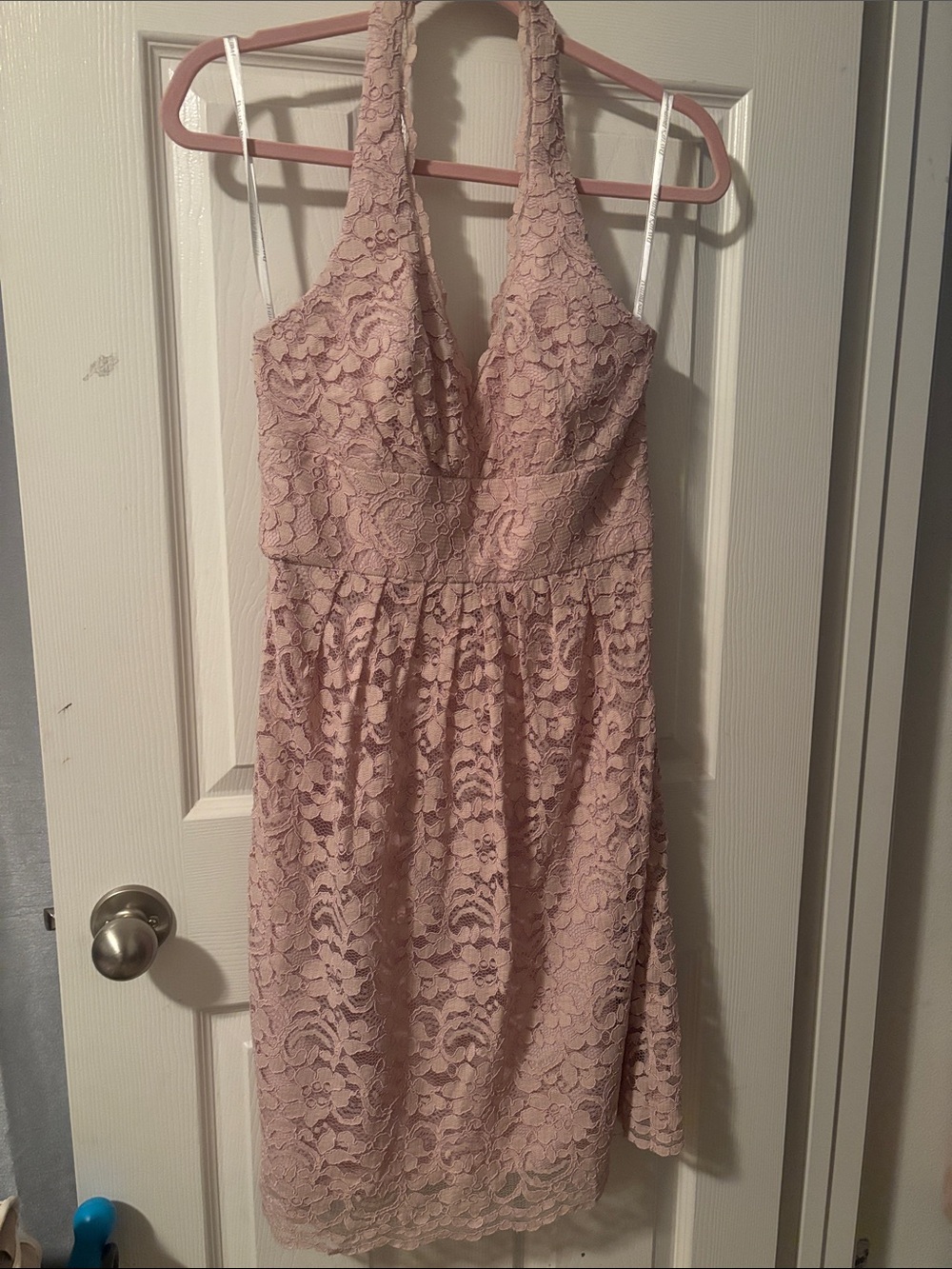David's Bridal Dusty Rose Lace Halter Midi Dress